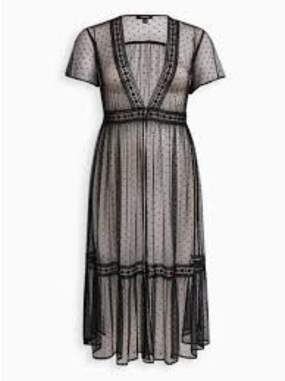 Torrid NWT Button Waist Mesh Dot Maxi Kimono Size 3 / 3X / 22-24 - Picture 2 of 8